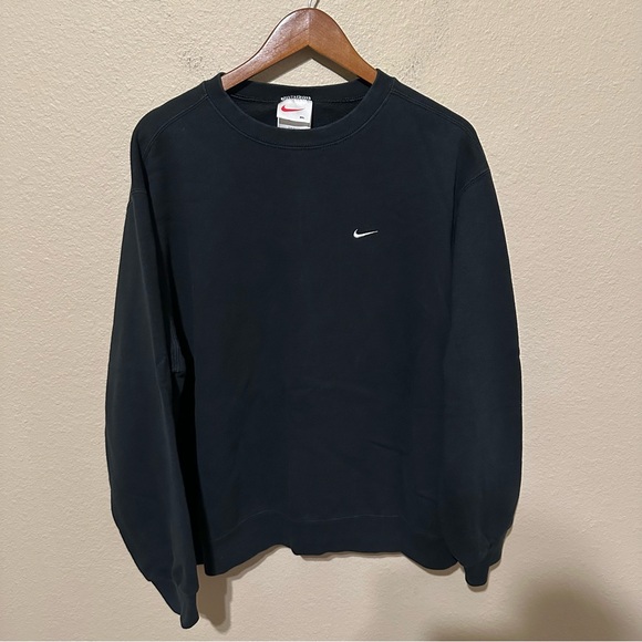 Nike Other - Nike Y2K White Tag Black Small Swoosh Sweatshirt